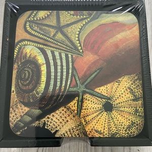 BRAND NEW, BOXED ANNIE MODICA ASSORTED SEA LIFE DRINK COASTERS
